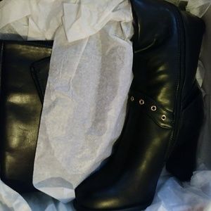 Black leather boots